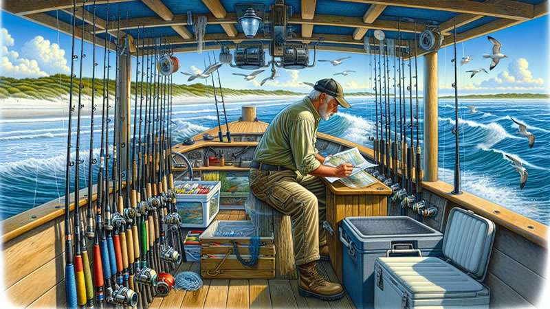 a fishing captain preparing for a fishing trip in New Smyrna Beach